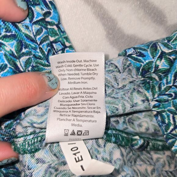 Terra & Sky Teal Floral Patterned Sundress Plus Size 2XL - Picture 6 of 6